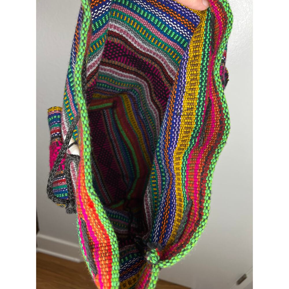 Pinzon Colorful Boho Hobo Backpack Canvas Drawstring Rucksack - Picture 5 of 5